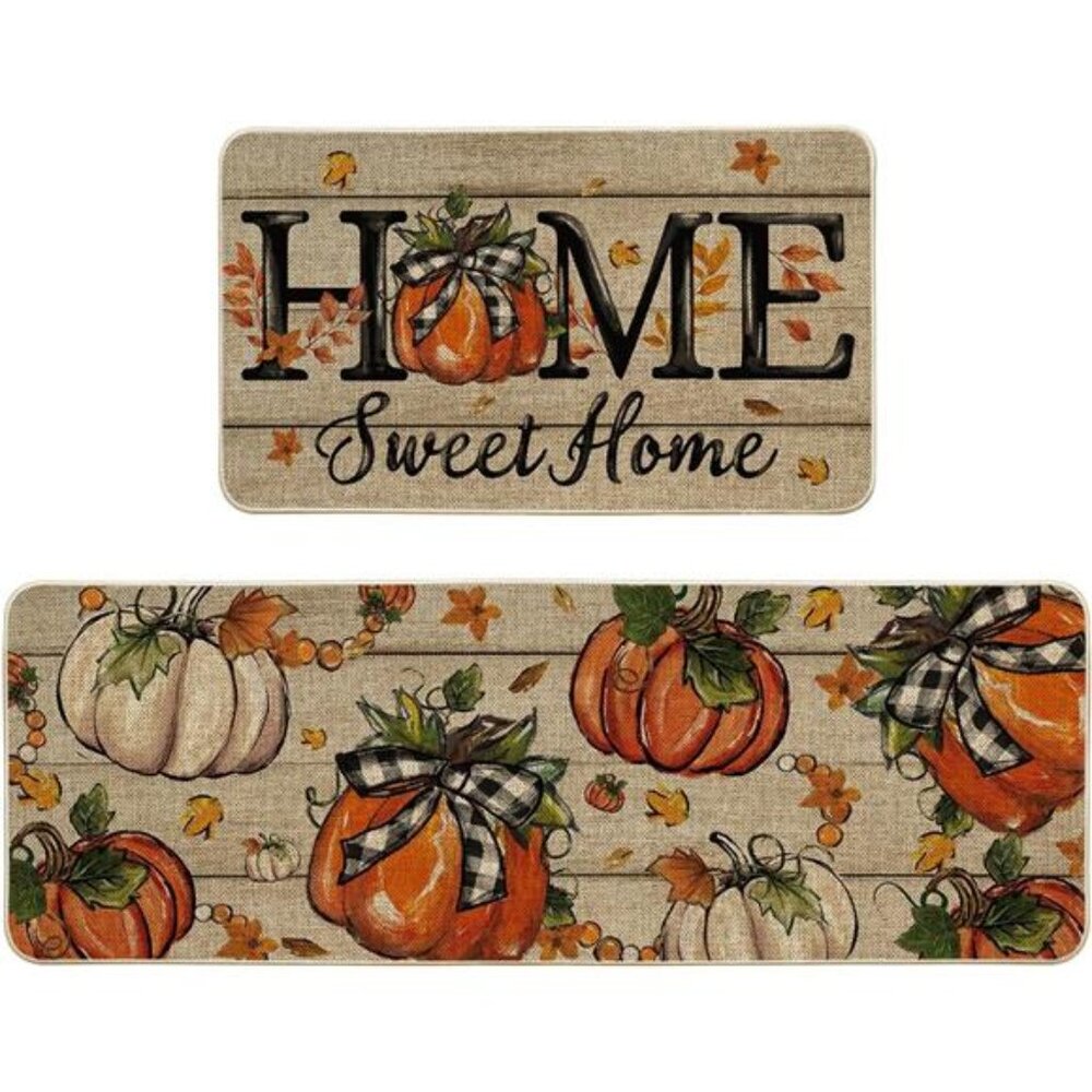 Artoid Mode Home Sweet Home Pumpkin Fall Kitchen Mats Set of 2, Autumn‎ Home